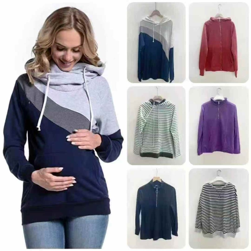 سترة كارديجان فضفاضة ذات رقبة دائرية وغطاء للرأس