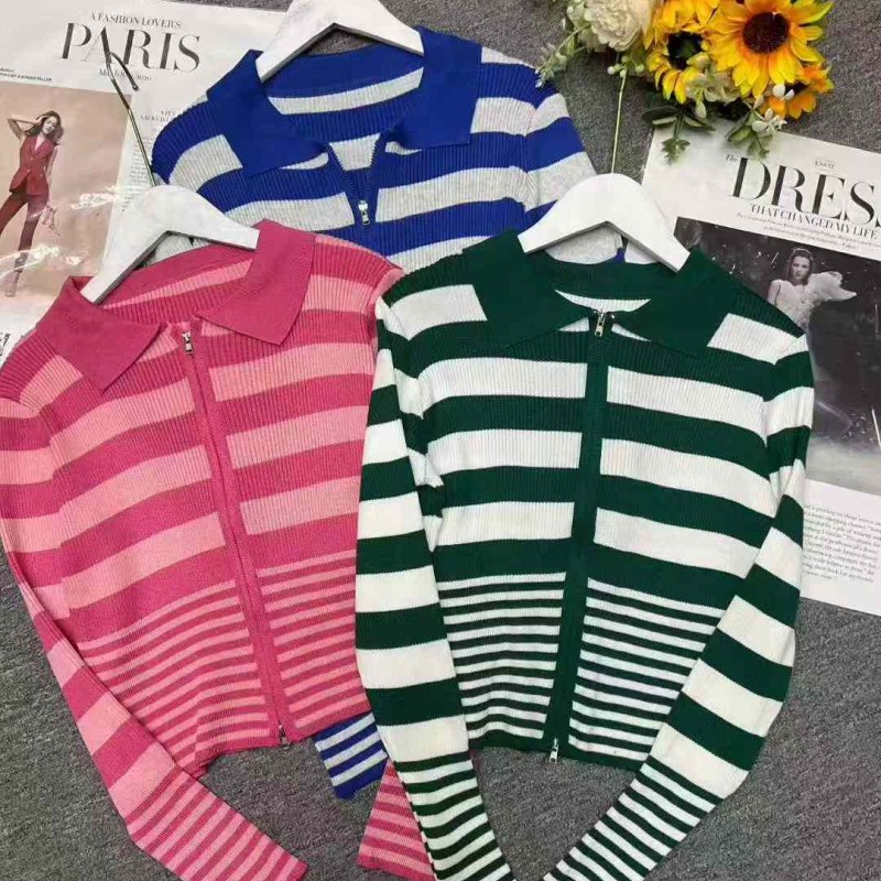 كارديجان محبوك مخطط بألوان متعددة للنساء