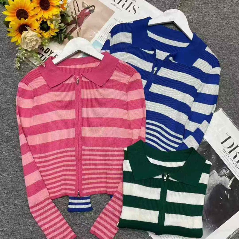 كارديجان محبوك مخطط بألوان متعددة للنساء