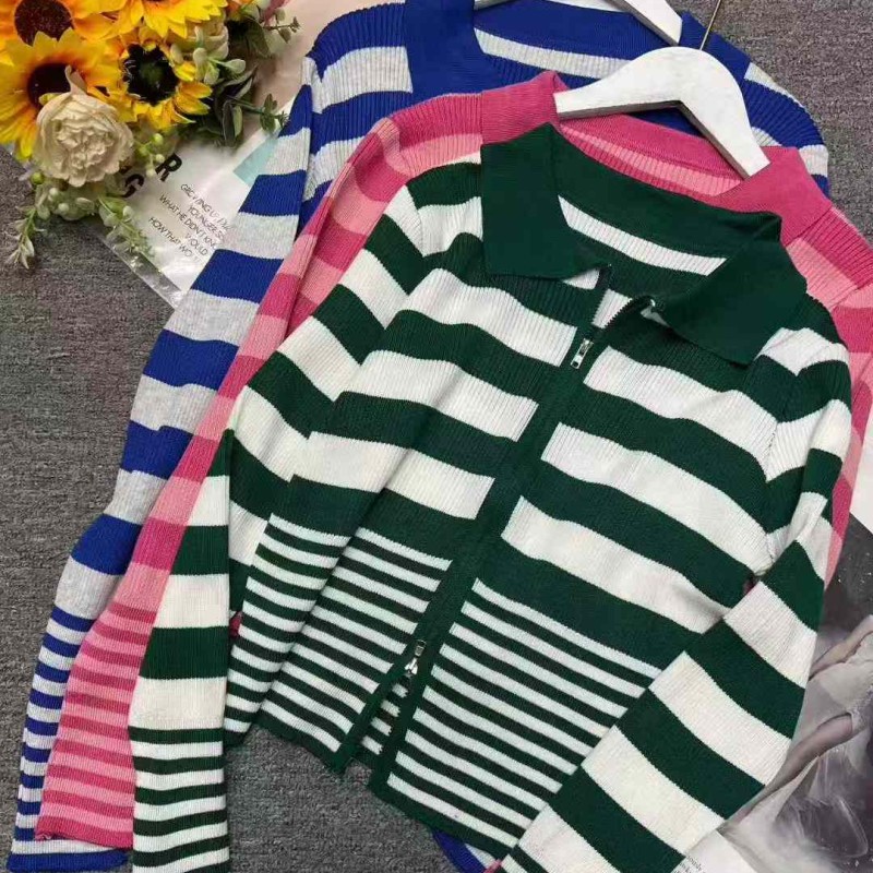 كارديجان محبوك مخطط بألوان متعددة للنساء