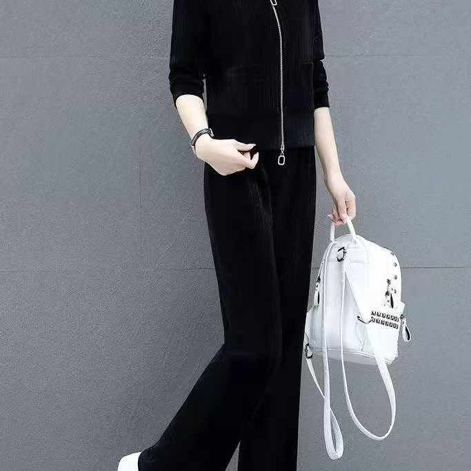 بدلة كاجوال شنيل كارديجان بياقة واقفة وسحاب