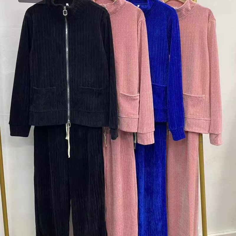 بدلة كاجوال شنيل كارديجان بياقة واقفة وسحاب