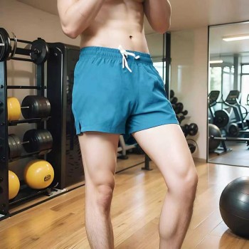 شورت رياضي رجالي ثلاث نقاط منسوج بجيب خلفي