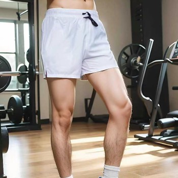 شورت رياضي رجالي ثلاث نقاط منسوج بجيب خلفي