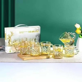 طقم من 6 كوب زجاجي مزخرف