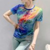 بلايز نسائية حريرية أنيقة بطباعة 3D ملونة بلايز نسائية حريرية أنيقة بطباعة 3D ملونة