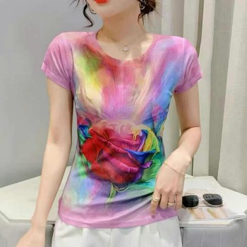 بلايز نسائية حريرية أنيقة بطباعة 3D ملونة