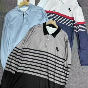 قمصان بولو الرجالية الشهيرة بأكمام طويلة ومطبوعة بشعار كبير