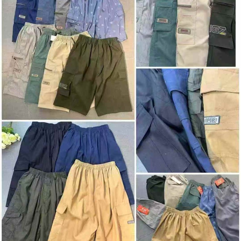 بنطلون شورت متعدد الجيوب بخصر مرن بنطلون شورت متعدد الجيوب بخصر مرن
