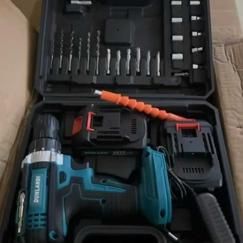 طقم مثقاب ومفك براغي لا سلكي ببطارية ليثيوم أيون قابل لإعادة الشحن