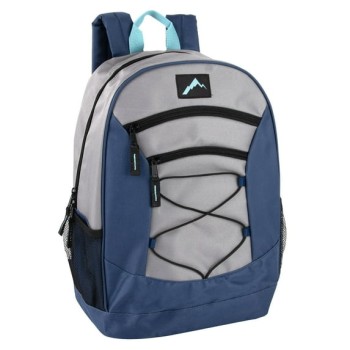 حقيبة ظهر متعددة الجيوب بطول 18 بوصة مزودة بحبل مطاطي مع جيوب جانبية شبكية