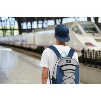 حقيبة ظهر متعددة الجيوب بطول 18 بوصة مزودة بحبل مطاطي مع جيوب جانبية شبكية