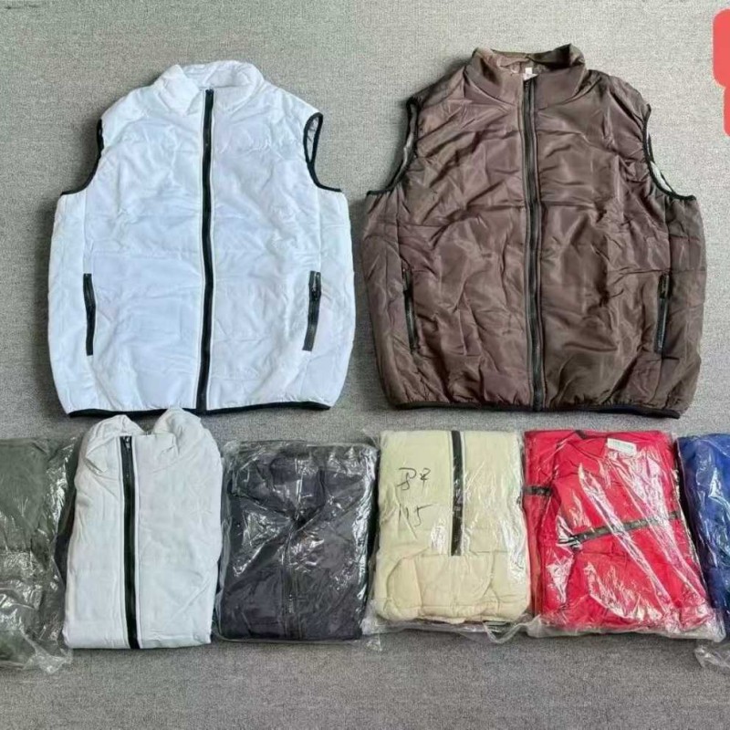 جاكيت منفوخ أبيض بدون أكمام بسحاب للرجال والنساء جاكيت منفوخ أبيض بدون أكمام بسحاب للرجال والنساء