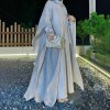 الملابس العربية, عباية مغلقة فستان ماكسي بألوان سادة من قطعتين رداء نسائي لجميع الفصول للمناسبات الرسمية أو الكاجوال، ملابس رسمية إسلامية 