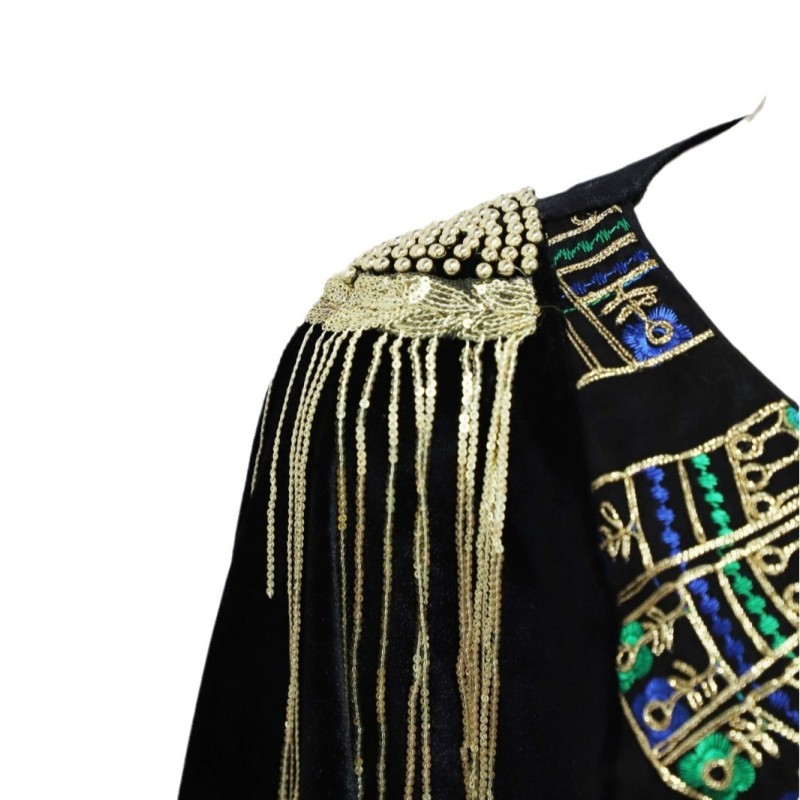 الملابس العربية, فساتين مكسي مطرزة بترتر ذهبي وبالزهور المطبوعة, رداء من قطعتين الملابس العربية, فساتين مكسي مطرزة بترتر ذهبي وبالزهور المطبوعة, رداء من قطعتين