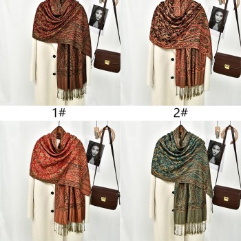 شال مهدب من للبوليستر مطبوع بالزهور بأربعة الوان ، شال شال متعدد الاستخدامات