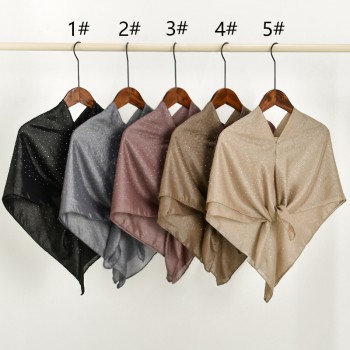 غطاء رأس حجاب من البوليستر مطعم بنجوم الماسية صغيرة