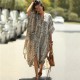 2021 جديد أوروبي وأمريكي من أربعة جوانب أسود بني مخطط شاطئ مخطط Squid Sexy Robe Squid واحد صدر واحد