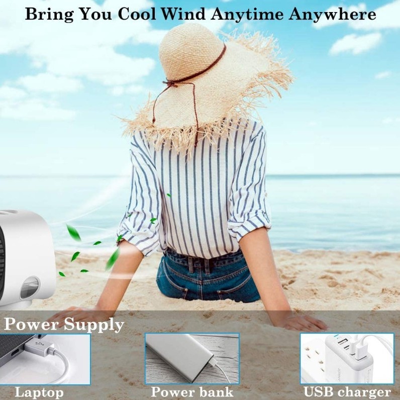 مكيف هواء سطح مكتب صغير يعمل بالأيونات السالبة، مبرد هواء تبخيري شخصي يعمل بمنفذ USB  