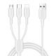 1.2 متر واحد إلى ثلاثة كابل بيانات شحن سريع فائق 5A مناسب لـ Huawei Honor Xiaomi Vivo Android Cable