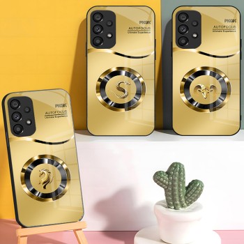 مناسبة لـ Samsung S25 CASE S24 National Trend S23 Business S22 Golden Ring Zodiac Plus Drassing Glass Vall-Instlicive