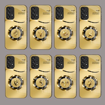 مناسبة لـ Samsung S25 CASE S24 National Trend S23 Business S22 Golden Ring Zodiac Plus Drassing Glass Vall-Instlicive