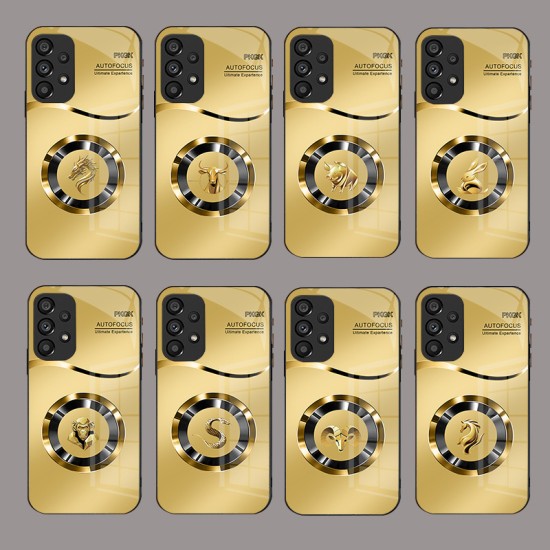 مناسبة لـ Samsung S25 CASE S24 National Trend S23 Business S22 Golden Ring Zodiac Plus Drassing Glass Vall-Instlicive