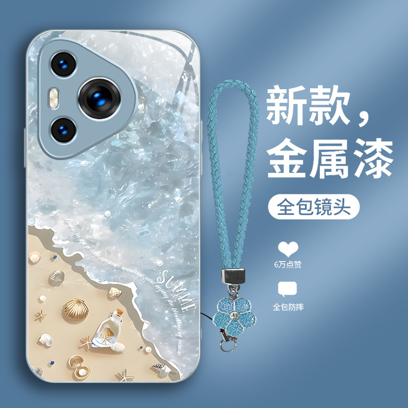 مناسبة لـ Huawei P80 Case Phone Case P70 Beach Wave P60 Shell P50 Metal Paint GT Summer 30 Flower Lanyard مناسبة لـ Huawei P80 Case Phone Case P70 Beach Wave P60 Shell P50 Metal Paint GT Summer 30 Flower Lanyard