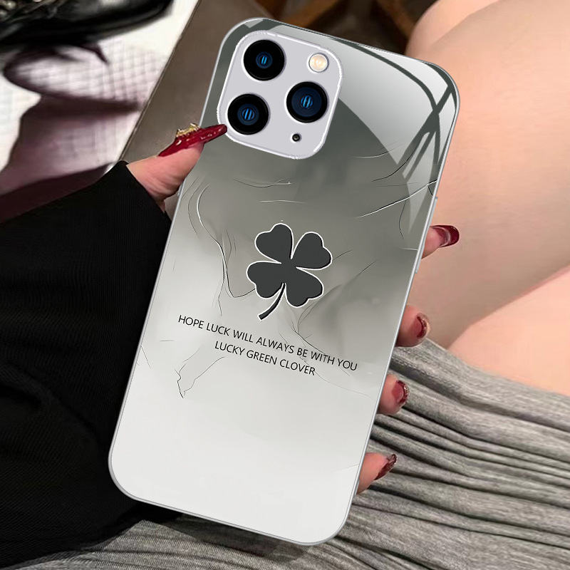 ينطبق على Apple 15 Mobile Phone Case 15 Promax Lucky Clover 14 Pro Liquid Glass 13 Mini New Max ينطبق على Apple 15 Mobile Phone Case 15 Promax Lucky Clover 14 Pro Liquid Glass 13 Mini New Max