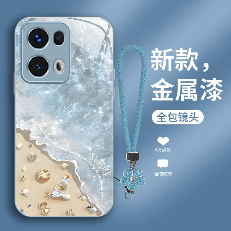 ينطبق على OPPOFINDX8 الهاتف المحمول CASE X7 Beach Wave X6 Shell A2 Metal Paint A8 Summer A9 Flower Lanyard ينطبق على OPPOFINDX8 الهاتف المحمول CASE X7 Beach Wave X6 Shell A2 Metal Paint A8 Summer A9 Flower Lanyard