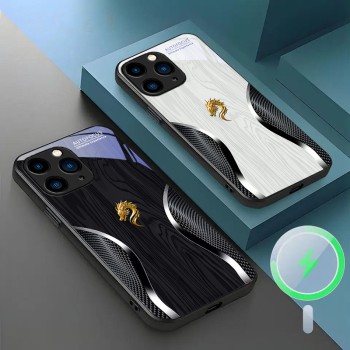 قابلة للتطبيق على Apple 15Plus Phone Case 16 Light Luxury 14 Mesh Dragon Head 13 Wood Grain Promax الصينية على الطراز الصيني 12