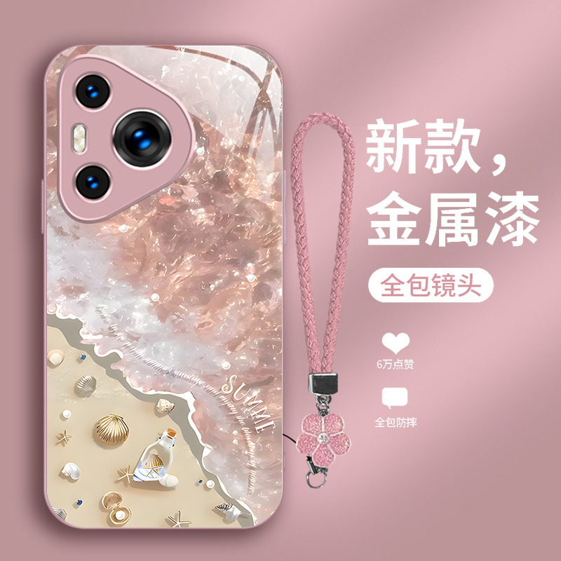 مناسبة لـ Huawei P80 Case Phone Case P70 Beach Wave P60 Shell P50 Metal Paint GT Summer 30 Flower Lanyard مناسبة لـ Huawei P80 Case Phone Case P70 Beach Wave P60 Shell P50 Metal Paint GT Summer 30 Flower Lanyard