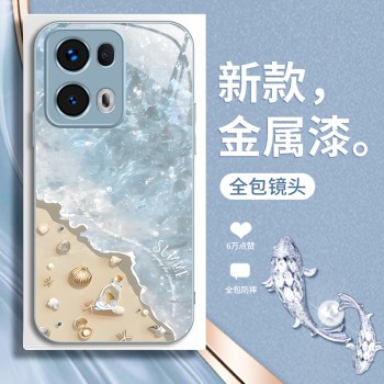 ينطبق على OPPOFINDX8 الهاتف المحمول CASE X7 Beach Wave X6 Shell A2 Metal Paint A8 Summer A9 Flower Lanyard