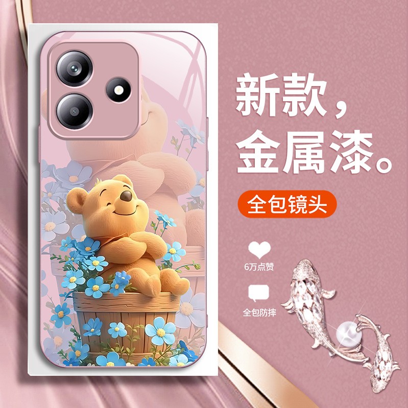 مناسبة لـ Redmi K80 Case Mobile Phone Case K70 Cartoon K60 Winnie Bear K50 Blue Flowers K40 Liquid K30 لطيف مناسبة لـ Redmi K80 Case Mobile Phone Case K70 Cartoon K60 Winnie Bear K50 Blue Flowers K40 Liquid K30 لطيف