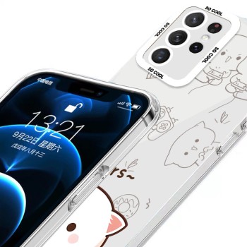 مناسبة لـ Samsung A13 Phone Case 32 Liquid Glass S22 Ultra Peach Cat 24 زوجين بالإضافة إلى حزمة حليب كاملة