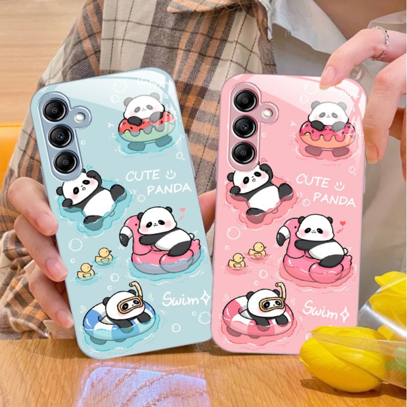مناسبة لـ Samsung A73 Mobile Phone Case A72 Liquid Glass A71 Swimming Panda A70 Cartoon A70 A50 A50 Men and Women مناسبة لـ Samsung A73 Mobile Phone Case A72 Liquid Glass A71 Swimming Panda A70 Cartoon A70 A50 A50 Men and Women
