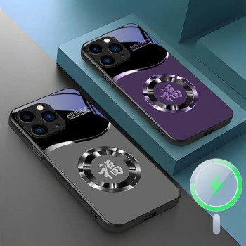 ينطبق على حلقة Apple 12 Round Ring 13 Magnetic Suction Phone Case 14Promax الكاملة المضادة للسقوط 11 موجة مصغرة زجاجية