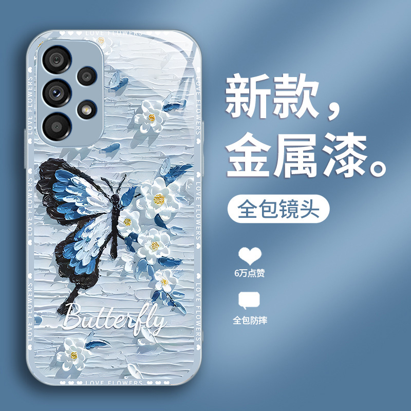 الطلاء الزيتي الفراشة مناسبة ل Samsung S10 الهاتف المحمول Case S20 تغطية كاملة 21 مضاد السقوط S30 Highlend Sense 22 Glass S23 Creative الطلاء الزيتي الفراشة مناسبة ل Samsung S10 الهاتف المحمول Case S20 تغطية كاملة 21 مضاد السقوط S30 Highlend Sense 22 Glass S23 Creative