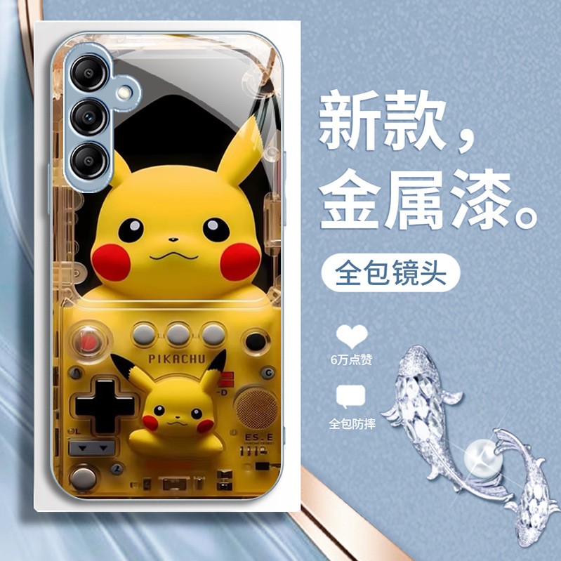 مناسبة لـ Samsung A72 Pikachu S21 Game Console 25 Cartoon Fe Glass Shell 20 يمكن شحنها A14 شاملة شاملة مناسبة لـ Samsung A72 Pikachu S21 Game Console 25 Cartoon Fe Glass Shell 20 يمكن شحنها A14 شاملة شاملة