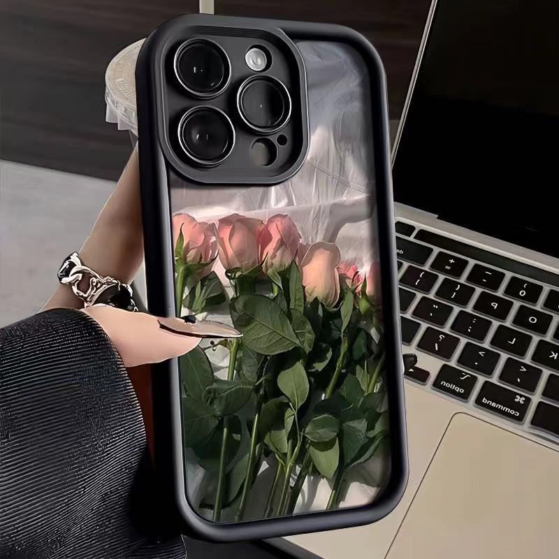 الورد الرومانسي الوردي القابل للتطبيق على Apple Phone Case 15/14/13/12/11PROMAX ART X/XR Personality 78 الورد الرومانسي الوردي القابل للتطبيق على Apple Phone Case 15/14/13/12/11PROMAX ART X/XR Personality 78