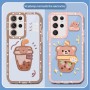 مناسبة لـ Samsung S25 CASE A36 Cartoon S21 Milk Cover Bear Fe Milk Tea 55 Creative A14 Angel Eye Soft Shell