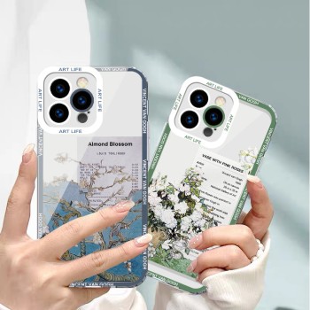 ينطبق على Apple 15Promax van Gogh 11 شريحة شفافة 13 لوحة زيتية ماكس الفن 6 Label XS Puzzle Mini Anti-Fall