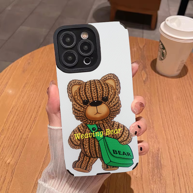 العلامة التجارية العصرية منسوجة الدب مناسبة لـ Apple 17 17Pro 17Promax 16 16Pro Case Mobile Phone 11 15 13 العلامة التجارية العصرية منسوجة الدب مناسبة لـ Apple 17 17Pro 17Promax 16 16Pro Case Mobile Phone 11 15 13