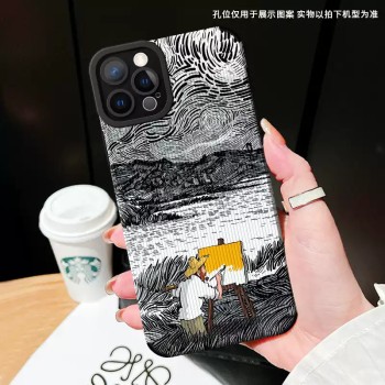 ينطبق على 17 17Pro 17Promax 17Air Van Gogh Painting Soft Shell 16 16Pro 16Promax 15