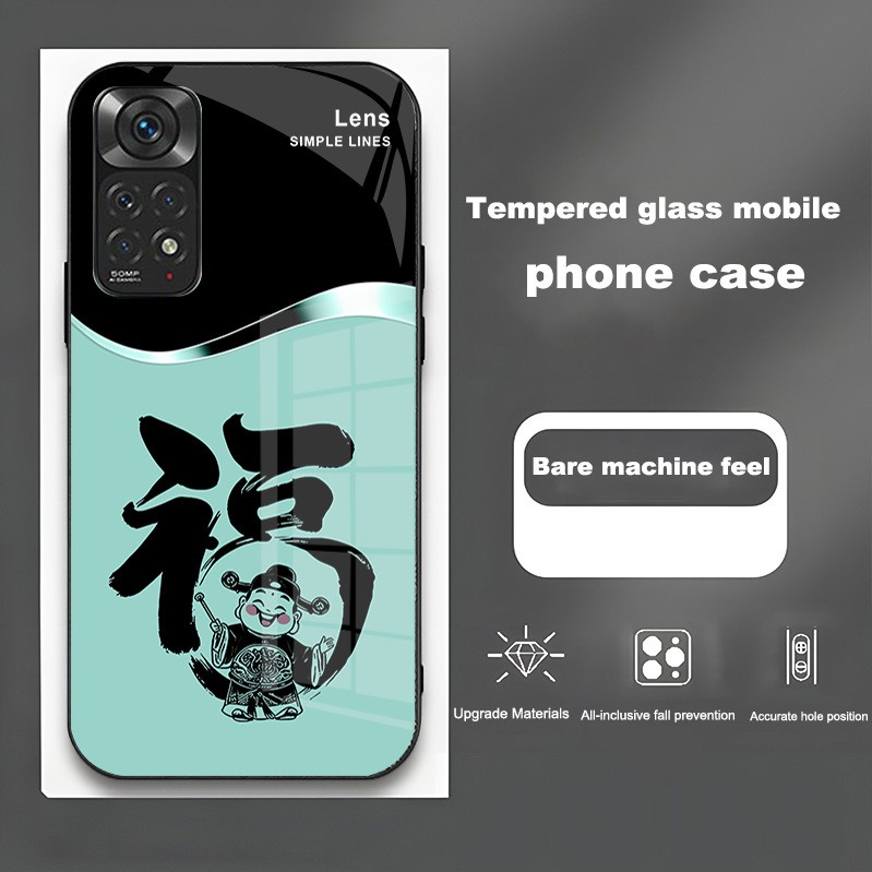 ينطبق على Redmi note11tpro Case Mobile Case Light Luxury Simple Treasure God Lease Frasnable Atmospheric Glass Creative Anti-Fall ينطبق على Redmi note11tpro Case Mobile Case Light Luxury Simple Treasure God Lease Frasnable Atmospheric Glass Creative Anti-Fall