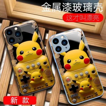 ينطبق على Apple 12 Pikachu 7/14 Gaming Console XSMAX Cartoon Pro Glass Shell 16