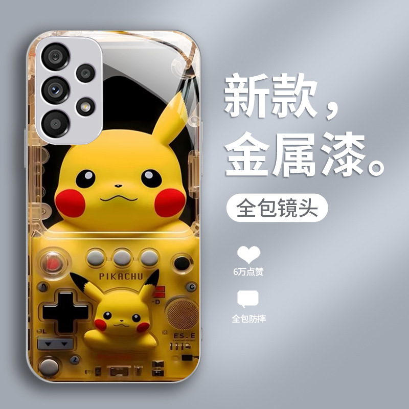 مناسبة لـ Samsung S10 Pikachu S20 Gaming Console S22 Cartoon Fe Glass Shell بالإضافة مناسبة لـ Samsung S10 Pikachu S20 Gaming Console S22 Cartoon Fe Glass Shell بالإضافة