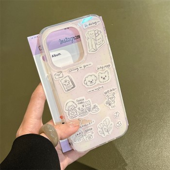 نمط نص الرسوم المتحركة على النمط الكوري INS مناسب لـ iPhone17 Apple 16 Promax/15/14 حالة الهاتف المحمول نموذج جديد