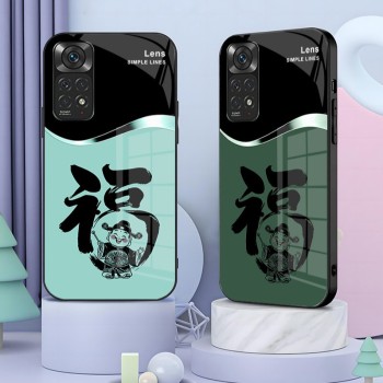 ينطبق على Redmi note11tpro Case Mobile Case Light Luxury Simple Treasure God Lease Frasnable Atmospheric Glass Creative Anti-Fall