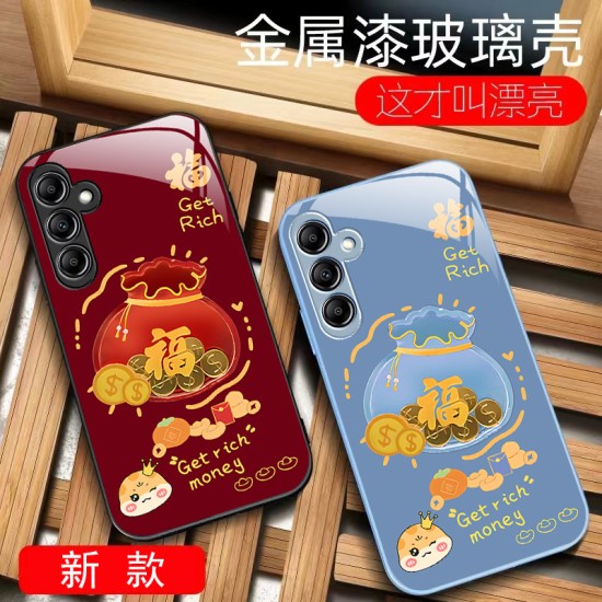 مناسبة لـ Samsung A14 Mobile Phone Case New Year A20 Gold Coin Bag A30 Frasner و S21 Atmospheric S21 Glass